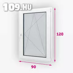 Műanyag ablak bukó-nyíló balos 90 x 120 cm